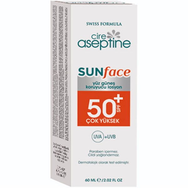 Cire Aseptine Sun Face 50+ Güneş Koruyucu Losyon 60 ML Yüz İçin
