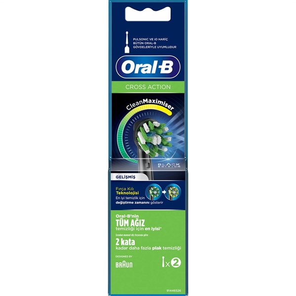 Oral-B Diş Fırçası Yedek Başlığı Cross Action Black Edition 2 li Clean Maximiser