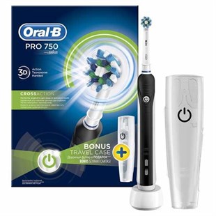 Oral-B Pro 750 Şarj Edilebilir Diş Fırçası Cross Action Seyahat Kabı Hediyeli Siyah